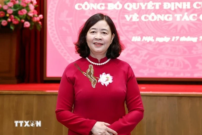 Bà Bùi Thị Minh Hoài, Ủy viên Bộ Chính trị, Bí thư Thành ủy Hà Nội, Trưởng đoàn đại biểu Quốc hội thành phố Hà Nội. (Ảnh: TTXVN)