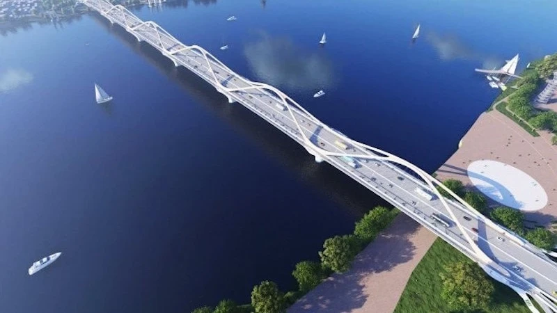 Dự án cầu Trần Hưng Đạo là một trong những nhiệm vụ được thành phố Hà Nội đưa vào "làn xanh" để ưu tiên giải quyết nhanh. (Trong ảnh: Phối cảnh cầu Trần Hưng Đạo)
