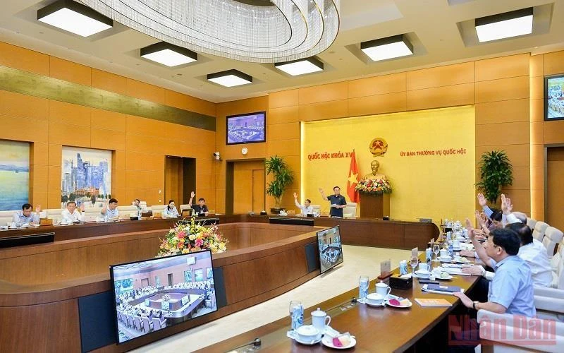 Quang cảnh phiên họp của Ủy ban Thường vụ Quốc hội, sáng 6/7. (Ảnh: DUY LINH)