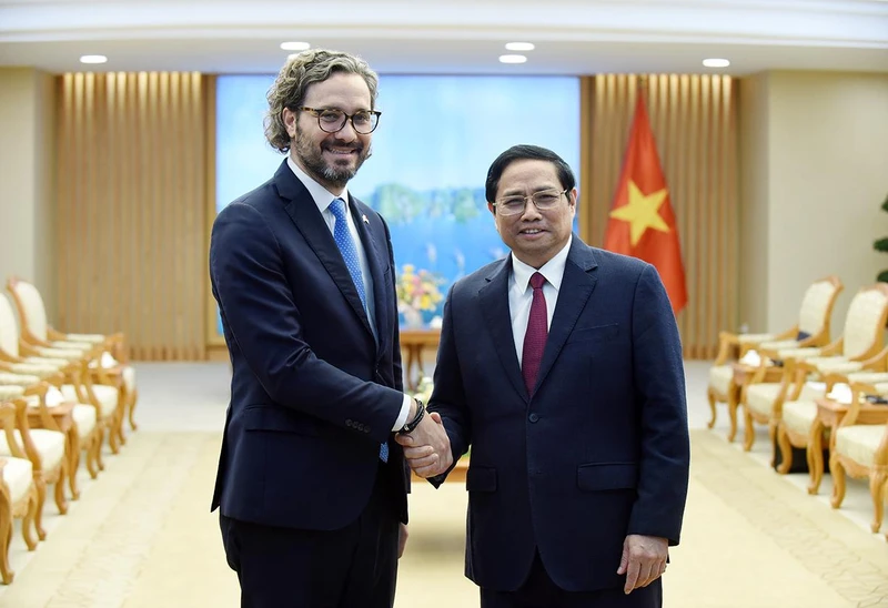 Thủ tướng Phạm Minh Chính tiếp xã giao ông Santiago Andres Cafiero. (Ảnh: TRẦN HẢI)