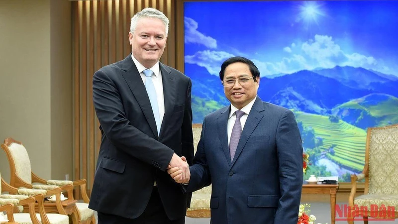 Chiều 18/10/2022, tại Hà Nội, Thủ tướng Phạm Minh Chính tiếp ông Mathias Cormann, Tổng Thư ký Tổ chức Hợp tác và Phát triển kinh tế (OECD). (Ảnh: TRẦN HẢI)