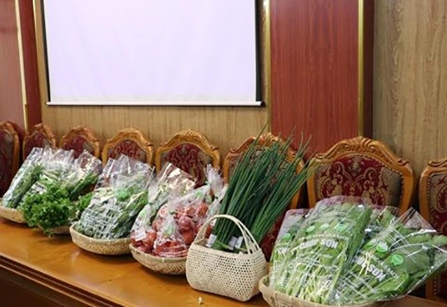 Sản phẩm của Hợp tác xã Rau quả sạch Chúc Sơn (huyện Chương Mỹ) được UBND thành phố Hà Nội công nhận đạt hạng ba sao. (Ảnh: KIM THOA)