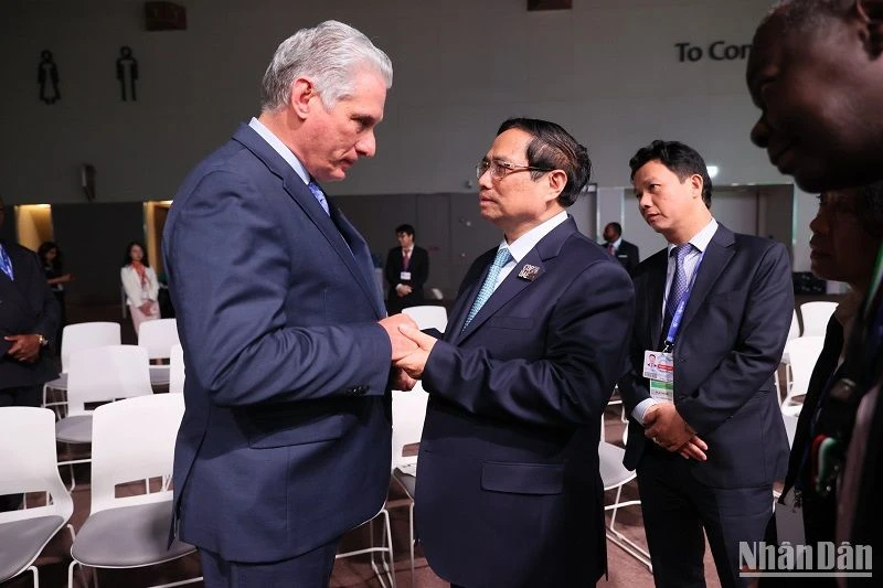 Thủ tướng Chính phủ Phạm Minh Chính đã gặp Chủ tịch nước Cộng hòa Cuba Miguel Díaz-Canel.