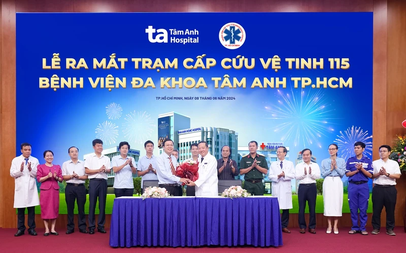 Bệnh viện Đa khoa Tâm Anh TP Hồ Chí Minh và Trung tâm Cấp cứu 115 TP Hồ Chí Minh ký công bố giới thiệu Trạm cấp cứu vệ tinh 115 TP Hồ Chí Minh.