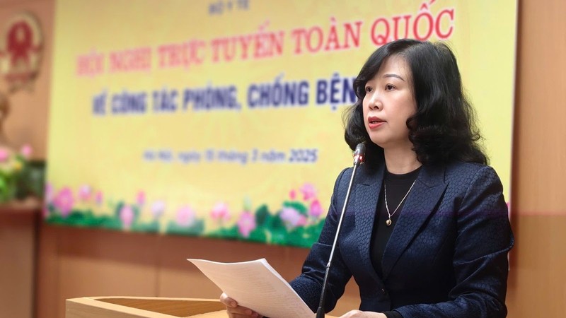 Nhấn vào ảnh để phóng to Bộ trưởng Bộ Y tế Đào Hồng Lan phát biểu tại cuộc họp.