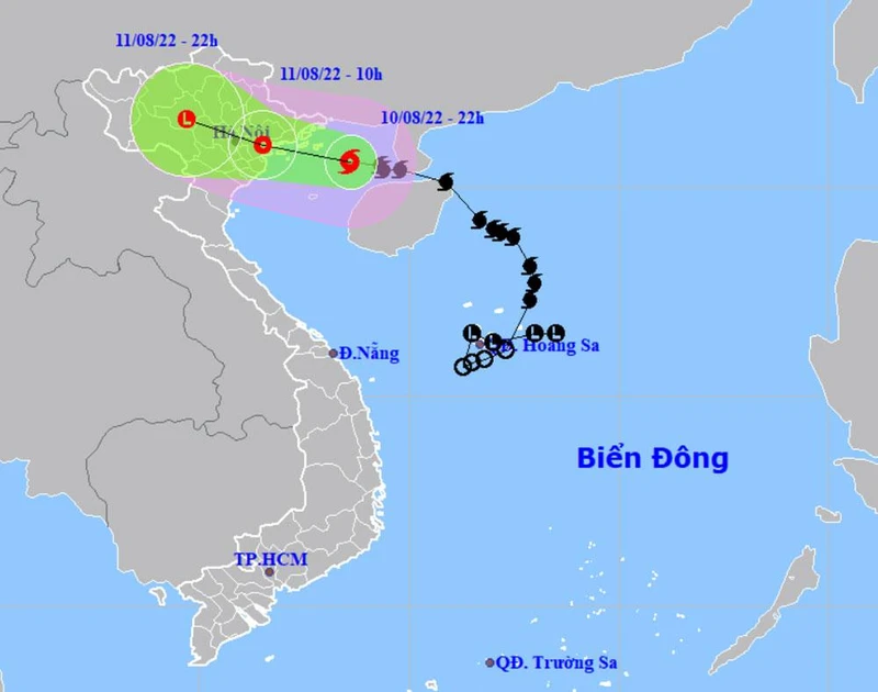 Vị trí và hướng di chuyển của bão số 2. (Nguồn: nchmf.gov.vn)
