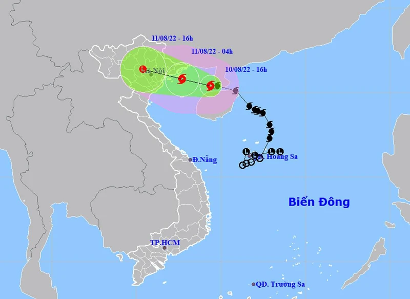 Vị trí và hướng di chuyển của bão số 2. (Nguồn: nchmf.gov.vn)