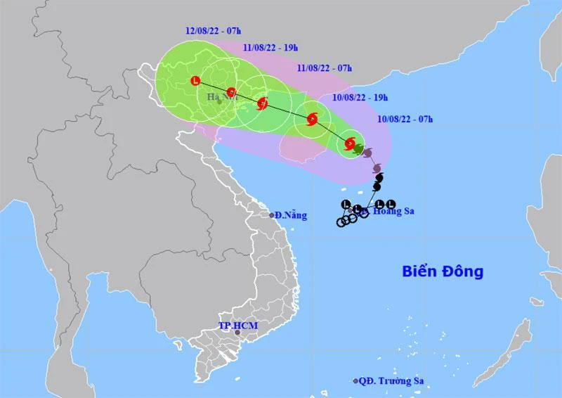 Vị trí và hướng di chuyển của bão số 2. (Nguồn: nchmf.gov.vn)