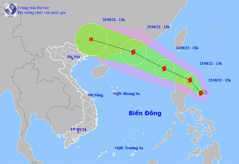 Vị trí và hướng di chuyển của bão Ma-on. (Nguồn: nchmf.gov.vn)