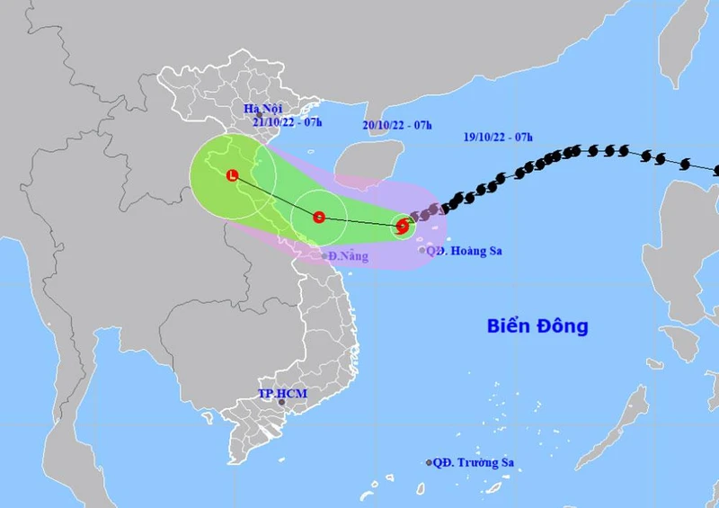 Vị trí và hướng di chuyển của bão số 6. (Nguồn: nchmf.gov.vn)