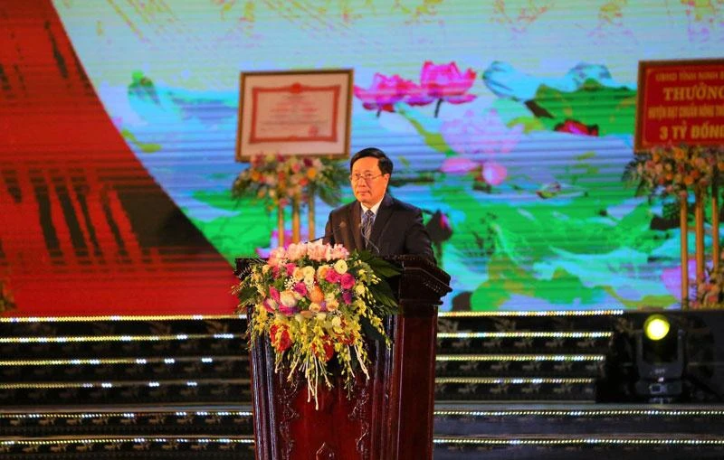 Đồng chí Phạm Bình Minh phát biểu tại Lễ kỷ niệm 160 năm danh xưng Nho Quan.