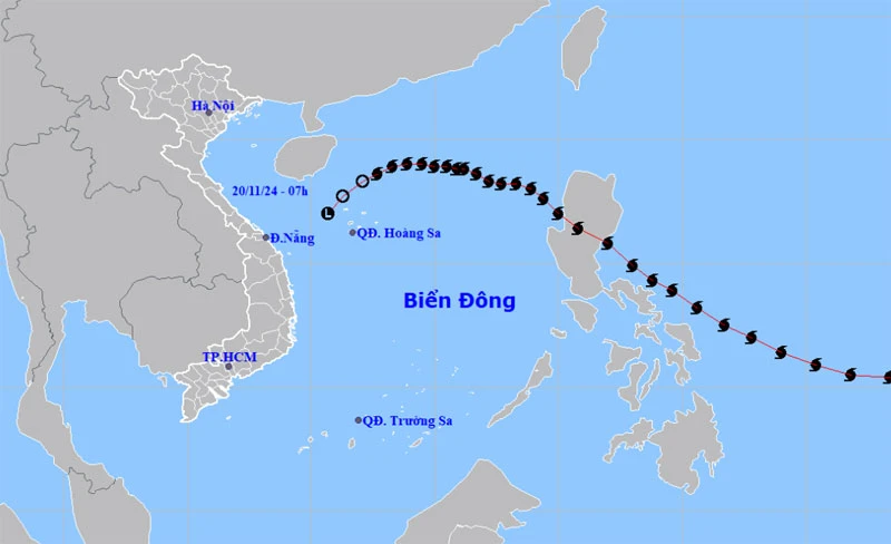 Áp thấp nhiệt đới tiếp tục suy yếu và tan dần. (Nguồn: nchmf.gov.vn)