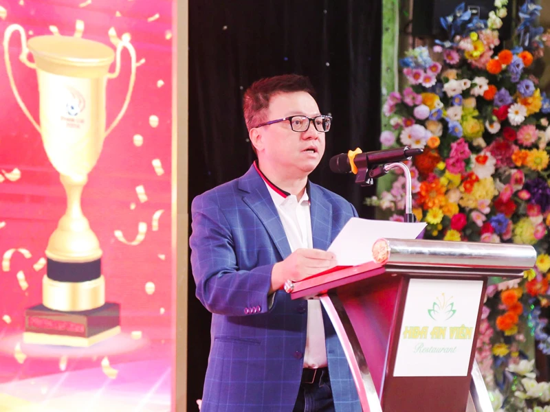 Ông Lê Quốc Minh, Ủy viên Trung ương Đảng, Tổng Biên tập Báo Nhân Dân, Phó trưởng Ban Tuyên giáo Trung ương, Chủ tịch Hội Nhà báo Việt Nam, Trưởng Ban chỉ đạo Press Cup 2024 phát biểu tại Gala trao giải.