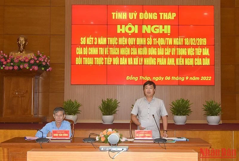 Bí thư Tỉnh ủy Đồng Tháp Lê Quốc Phong phát biểu kết luận hội nghị.