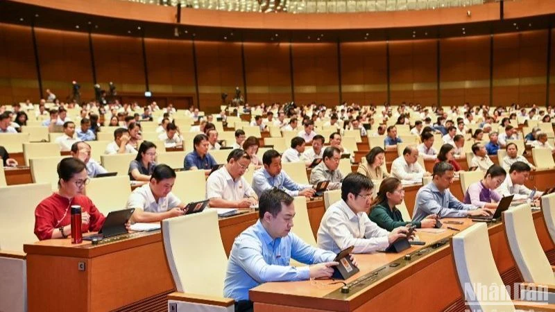 Các đại biểu dự phiên họp của Quốc hội ngày 5/6/2023. (Ảnh: DUY LINH)