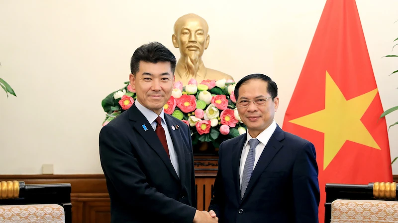 Bộ trưởng Ngoại giao Bùi Thanh Sơn tiếp Chủ tịch Đảng Dân chủ lập hiến Nhật Bản. (Ảnh: Báo Thế giới và Việt Nam)