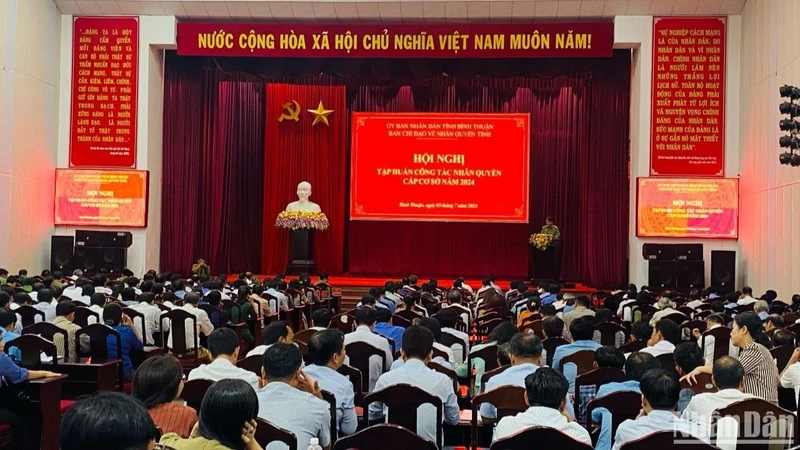 Quang cảnh tại Hội nghị tập huấn công tác nhân quyền cấp cơ sở tại Bình Thuận. (Ảnh: Ban tổ chức)