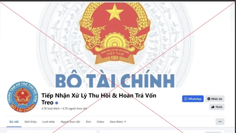 Trang facebook giả mạo Bộ Tài chính.