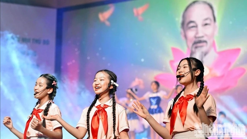 Không khí vui tươi, sôi nổi tại Đại hội Cháu ngoan Bác Hồ thành phố Hà Nội lần thứ XV, diễn ra cuối tháng 3/2025.