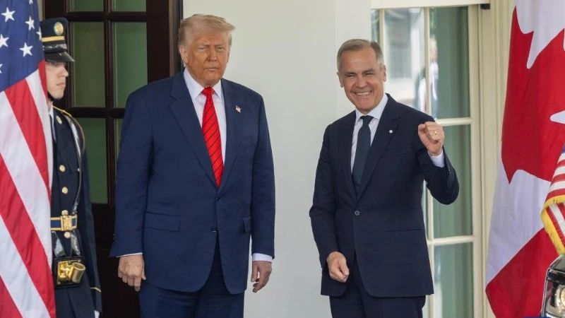 Ảnh minh họa: Tổng thống Mỹ Donald Trump chào đón Thủ tướng Canada Mark Carney tại Nhà trắng ở Washington, D.C., ngày 6/5/2025. (Ảnh: Tân Hoa xã)