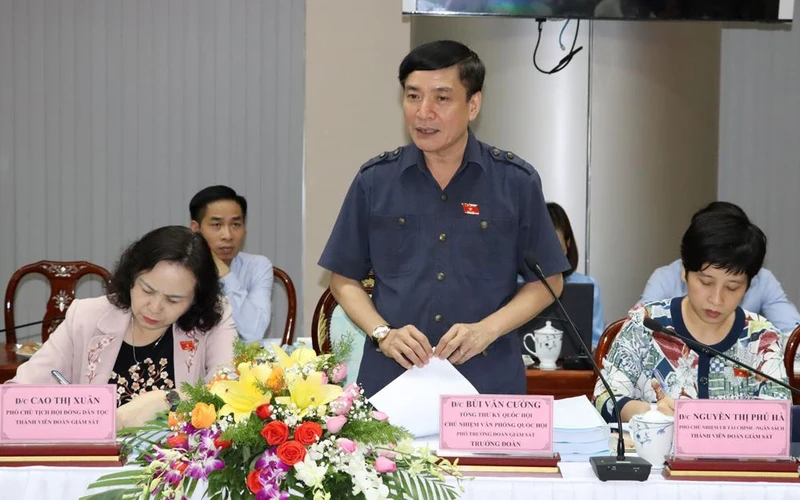 Đồng chí Bùi Văn Cường phát biểu tại buổi làm việc.