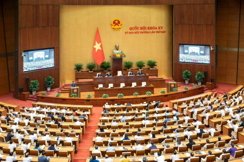 Quang cảnh kỳ họp bất thường của Quốc hội khóa XV diễn ra chiều nay (2/5). (Ảnh: CTV)