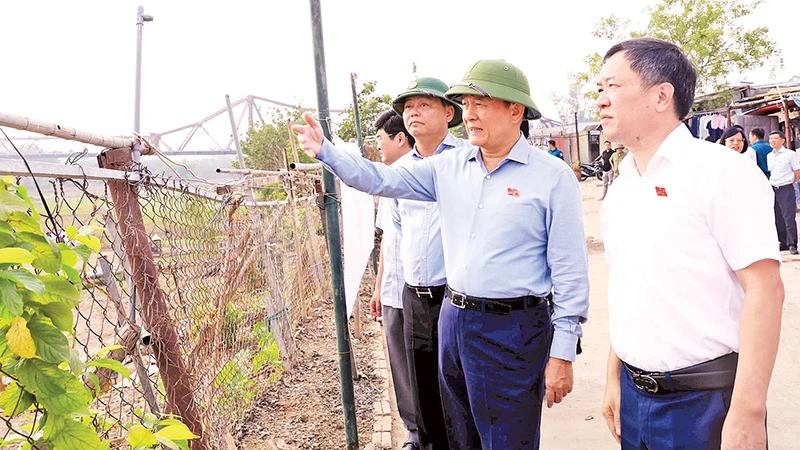 Trước phiên giải trình, các đoàn công tác của Hội đồng nhân dân thành phố Hà Nội đã tiến hành khảo sát thực địa tại nhiều khu vực bãi sông, ngoài đê sông Hồng, sông Đuống.