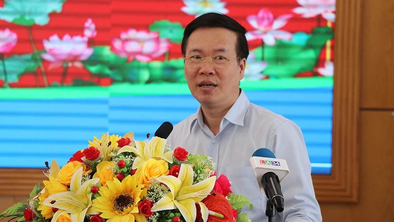 Ủy viên Bộ Chính trị, Thường trực Ban Bí thư Võ Văn Thưởng phát biểu chỉ đạo tại buổi làm việc.