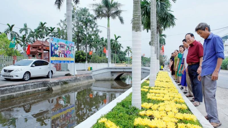 Khung cảnh đường hoa khang trang, sạch đẹp ở xã Hải Bắc, huyện Hải Hậu (Nam Định).