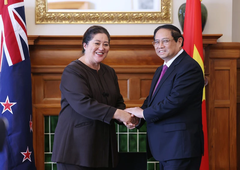 Thủ tướng Phạm Minh Chính hội kiến Toàn quyền New Zealand Cindy Kiro. Ảnh: DƯƠNG GIANG/TTXVN