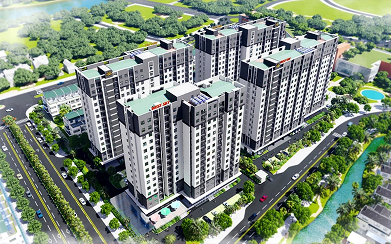 Phối cảnh dự án nhà ở xã hội trên quỹ đất 20% thuộc Dự án nhà ở thương mại Khu phức hợp Thủy Vân (thành phố Huế) giai đoạn 2.
