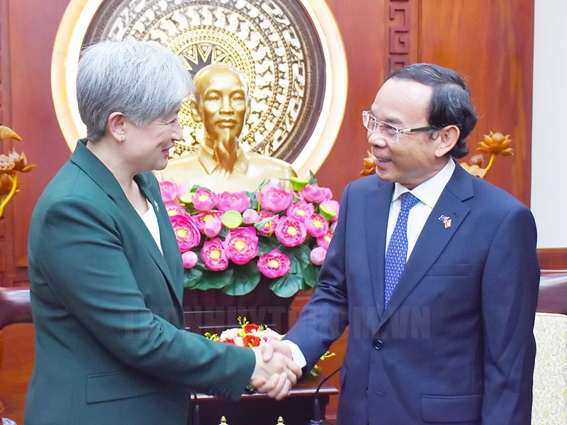 Bí thư Thành ủy TP Hồ Chí Minh Nguyễn Văn Nên tiếp Bộ trưởng Penny Wong. Ảnh: hcmcpv.org.vn