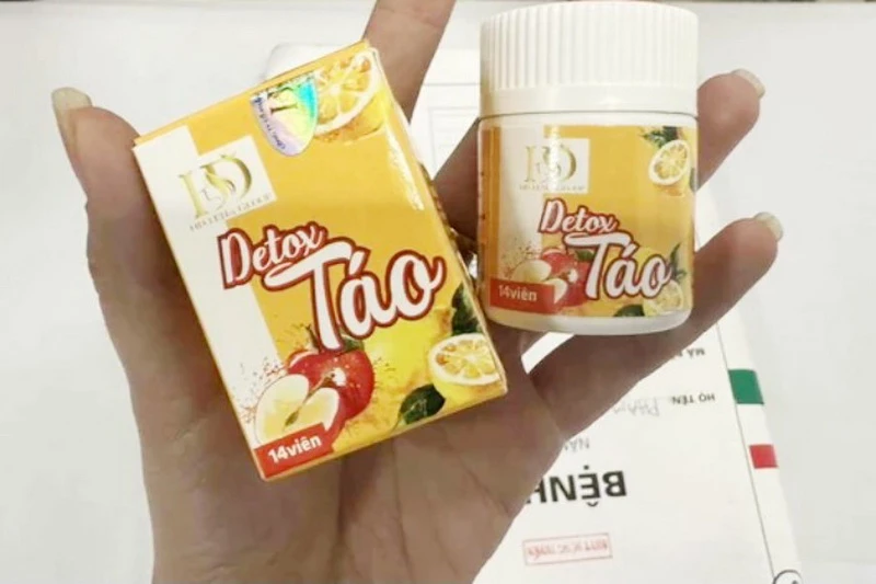 Hình ảnh sản phẩm Detox Táo hỗ trợ giảm cân. Ảnh: TTXVN