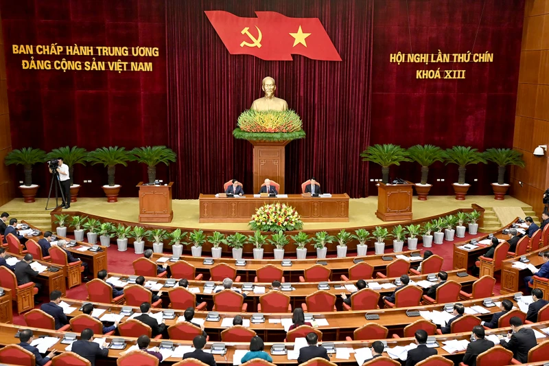 Tổng Bí thư Nguyễn Phú Trọng chủ trì và phát biểu khai mạc Hội nghị Trung ương lần thứ chín, khóa XIII. Ảnh: ĐĂNG KHOA
