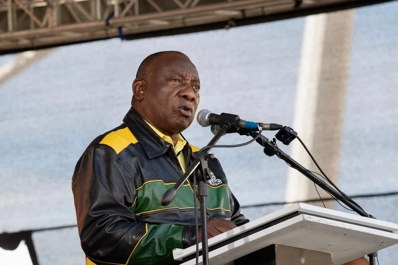 Tổng thống Nam Phi Cyril Ramaphosa phát biểu tại Athlone ngày 1/5/2024. (Ảnh: AFP/TTXVN)