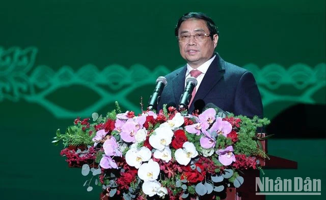 Thủ tướng Phạm Minh Chính phát biểu ý kiến tại buổi lễ. 