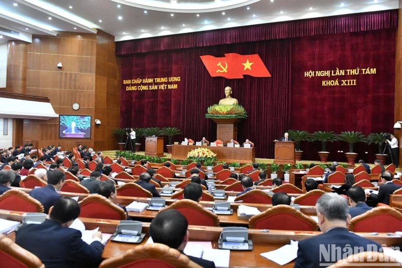 Hội nghị lần thứ tám Ban Chấp hành Trung ương Đảng khóa XIII. (Ảnh: ĐĂNG KHOA)