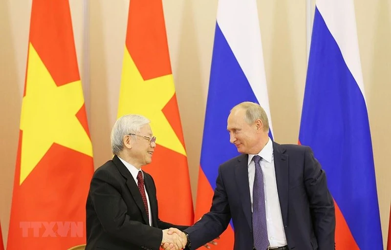 Tổng Bí thư Nguyễn Phú Trọng và Tổng thống Putin tại Sochi, Liên bang Nga, tháng 9/2018. (Ảnh: TTXVN) 