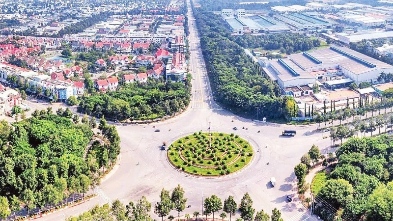 Một góc Khu công nghiệp-Đô thị và Dịch vụ Mỹ Phước 3 tại thành phố Bến Cát, tỉnh Bình Dương.