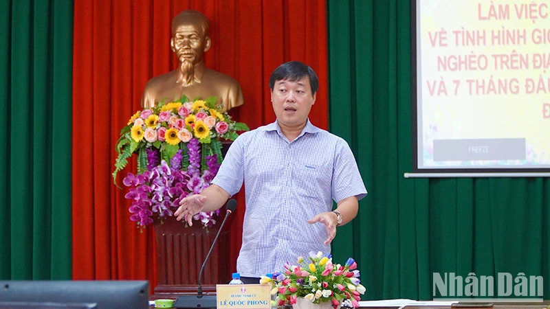 Bí thư Tỉnh ủy Đồng Tháp Lê Quốc Phong phát biểu kết luận buổi làm việc. (Ảnh: HỮU NGHĨA)