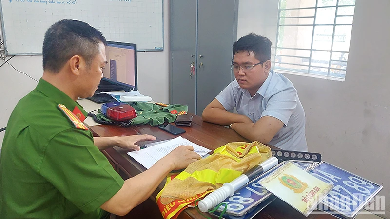 Đối tượng Nguyễn Lê Ngọc Thi tại cơ quan Công an.