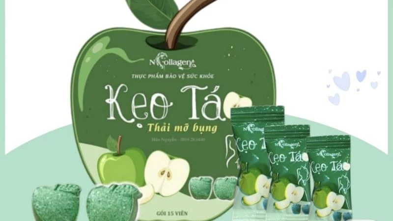 Sản phẩm Kẹo táo thải mỡ bụng do “Ngân Collagen” quảng cáo. (Ảnh chụp màn hình)