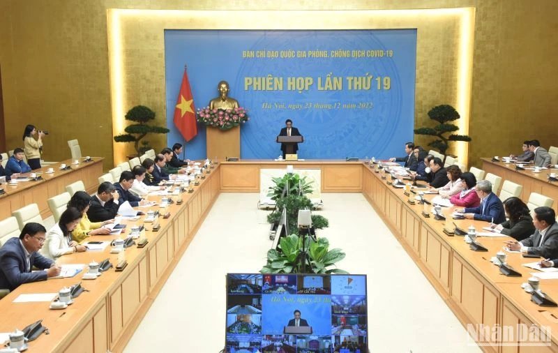 Quang cảnh Phiên họp lần thứ 19 Ban Chỉ đạo quốc gia phòng, chống dịch Covid-19 tại điểm cầu Văn phòng Chính phủ.