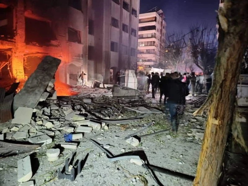 Hiện trường một vụ nổ ở Syria. (Nguồn: The Times of Israel)