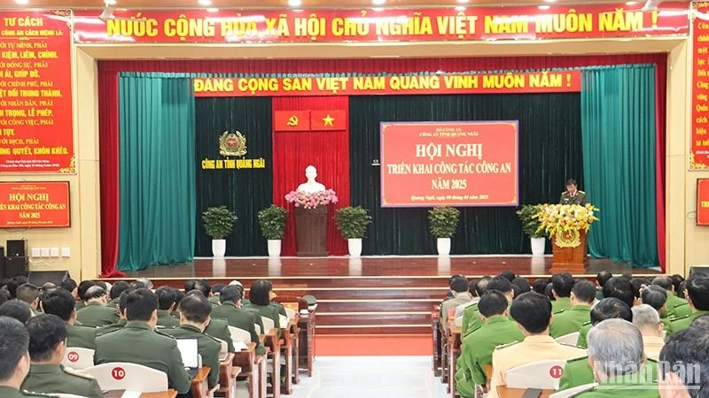 Quang cảnh hội nghị triển khai công tác năm 2025 của Công an tỉnh Quảng Ngãi.