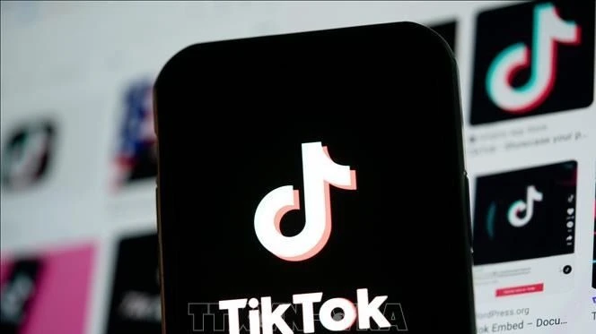 Biểu tượng TikTok trên màn hình điện thoại di động ở Arlington, Virginia, Mỹ. Ảnh: THX/TTXVN