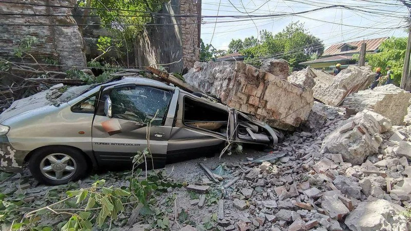 Thiệt hại tại Vigan, Philippines, sau trận động đất ngày 27/7. (Ảnh: Reuters)