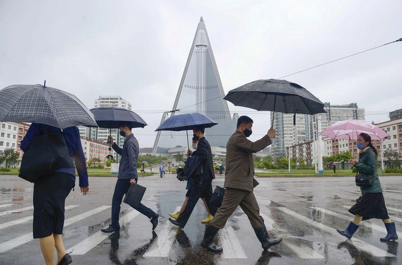 Một góc thủ đô Bình Nhưỡng, ngày 15/5/2020. (Ảnh: Kyodo)