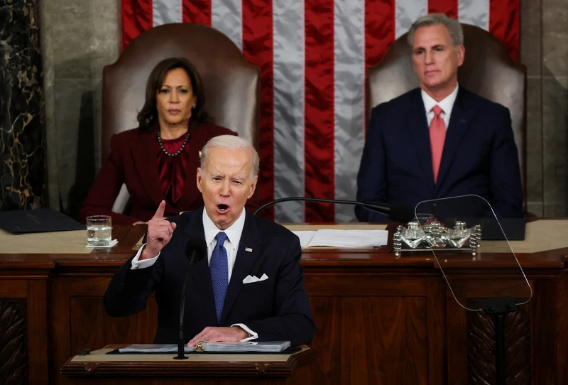 Đây là lần thứ hai ông Biden trình bày Thông điệp Liên bang trong nhiệm kỳ Tổng thống. (Ảnh: Reuters)