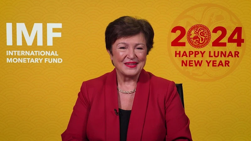 Tổng Giám đốc IMF Kristalina Georgieva gửi lời chúc Tết tới người dân châu Á. Ảnh chụp màn hình